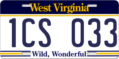WV license plate 1CS033