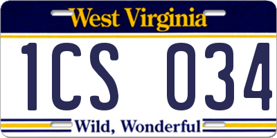 WV license plate 1CS034