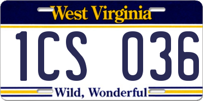 WV license plate 1CS036