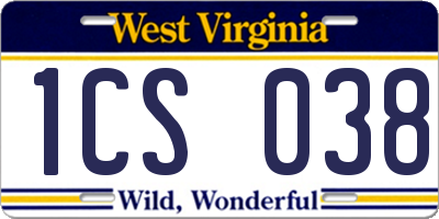 WV license plate 1CS038