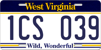 WV license plate 1CS039