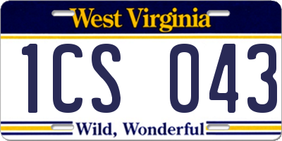 WV license plate 1CS043