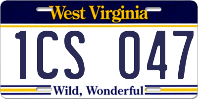 WV license plate 1CS047