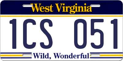 WV license plate 1CS051
