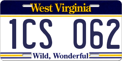 WV license plate 1CS062
