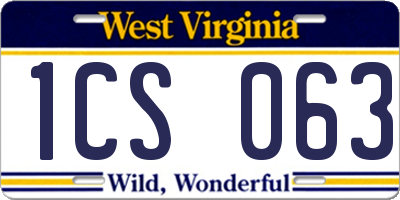 WV license plate 1CS063