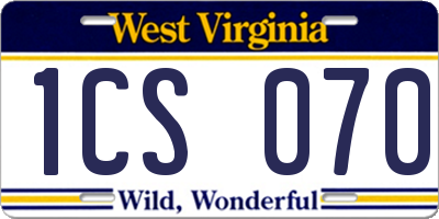 WV license plate 1CS070