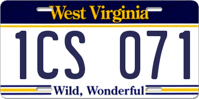 WV license plate 1CS071