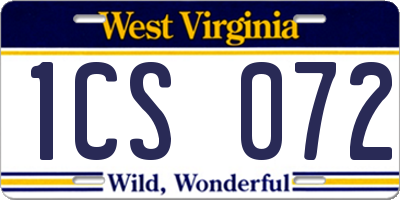 WV license plate 1CS072