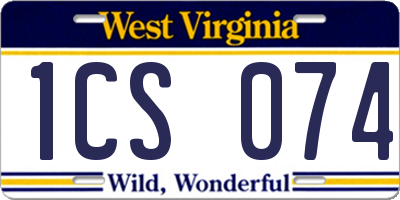WV license plate 1CS074