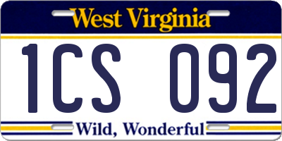 WV license plate 1CS092