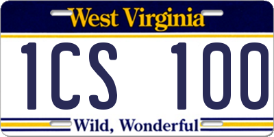 WV license plate 1CS100
