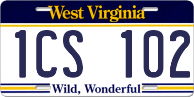 WV license plate 1CS102
