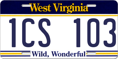 WV license plate 1CS103