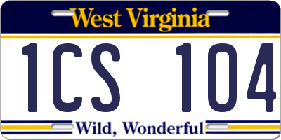 WV license plate 1CS104