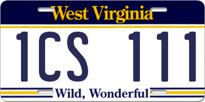 WV license plate 1CS111