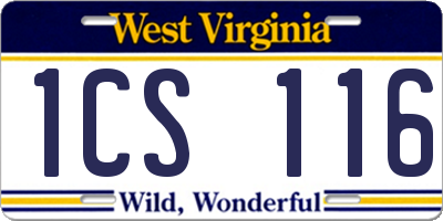 WV license plate 1CS116