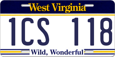 WV license plate 1CS118