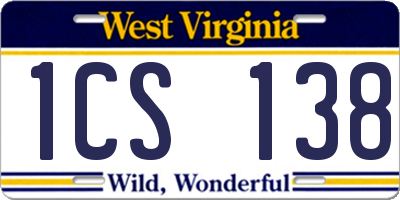 WV license plate 1CS138