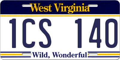 WV license plate 1CS140
