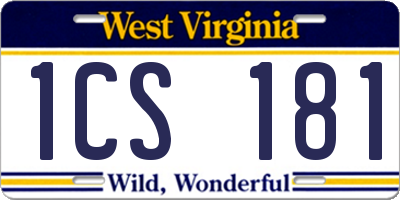 WV license plate 1CS181