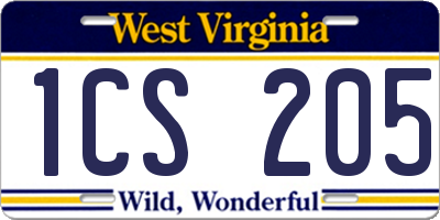 WV license plate 1CS205