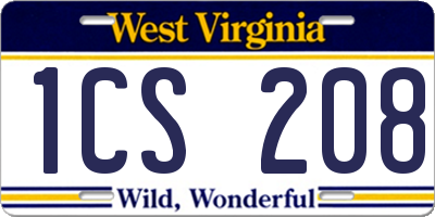 WV license plate 1CS208