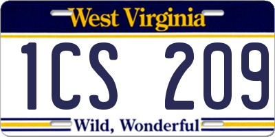 WV license plate 1CS209