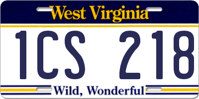 WV license plate 1CS218