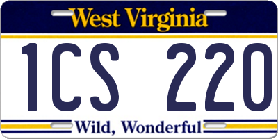 WV license plate 1CS220