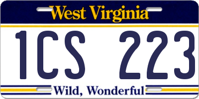 WV license plate 1CS223
