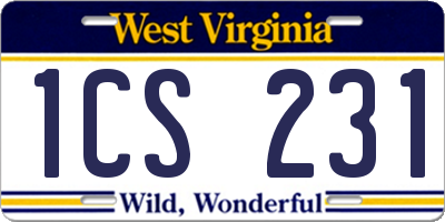 WV license plate 1CS231