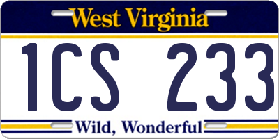 WV license plate 1CS233