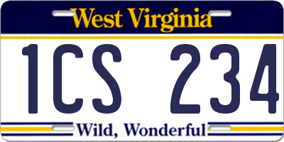 WV license plate 1CS234