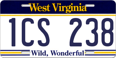 WV license plate 1CS238