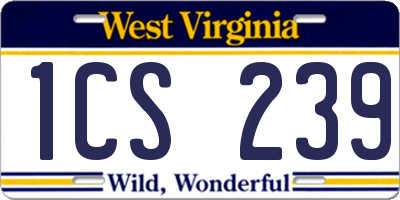 WV license plate 1CS239