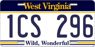 WV license plate 1CS296