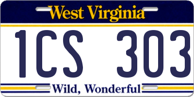 WV license plate 1CS303