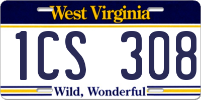 WV license plate 1CS308