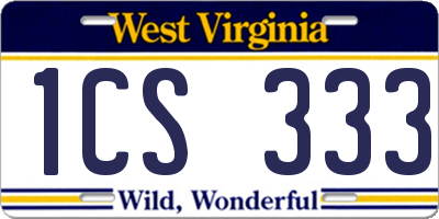WV license plate 1CS333