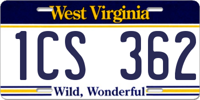 WV license plate 1CS362