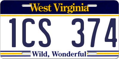 WV license plate 1CS374