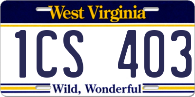 WV license plate 1CS403