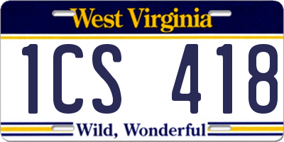 WV license plate 1CS418