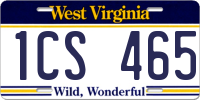 WV license plate 1CS465