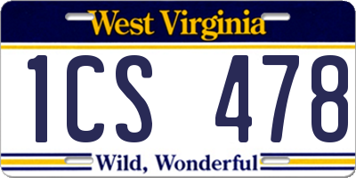 WV license plate 1CS478