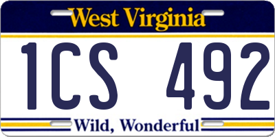 WV license plate 1CS492