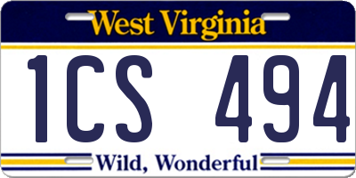 WV license plate 1CS494