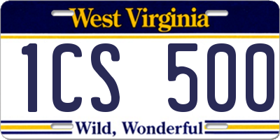 WV license plate 1CS500