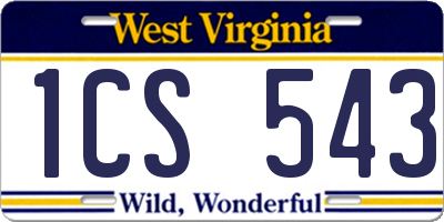 WV license plate 1CS543